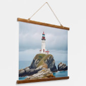 Lighthouse Landschaft Küste Meer Ruhe Landschaft Wandteppich Mit Holzrahmen (Gewinkelt)