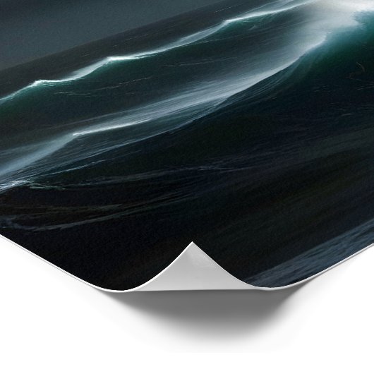 Lighthouse Landschaft Küste Ozean Waves Night Sea Poster (Ecke)