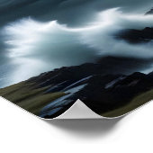 Lighthouse Landschaft Küste Ozean Waves Night Sea Poster (Ecke)