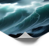 Lighthouse Landschaft Küste Ozean Waves Night Sea Poster (Ecke)