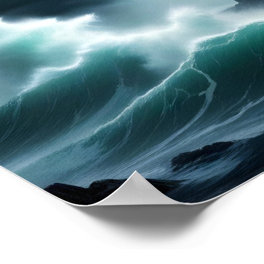 Lighthouse Landschaft Küste Ozean Waves Night Sea Poster (Ecke)