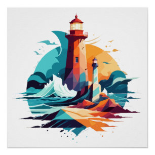 Lighthouse Landschaft Stille Stille Natur Außenber Poster