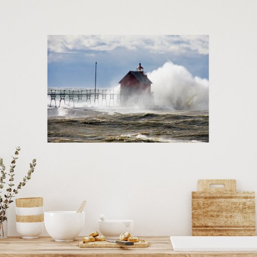 Lighthouse Meets Waves Poster (Küche)