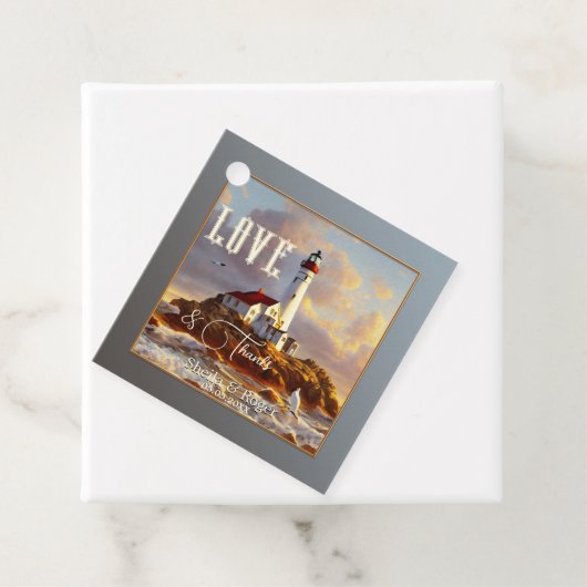 Lighthouse Nautic Vielen Dank für Ihre Hochzeit Geschenkanhänger (Beispiel)