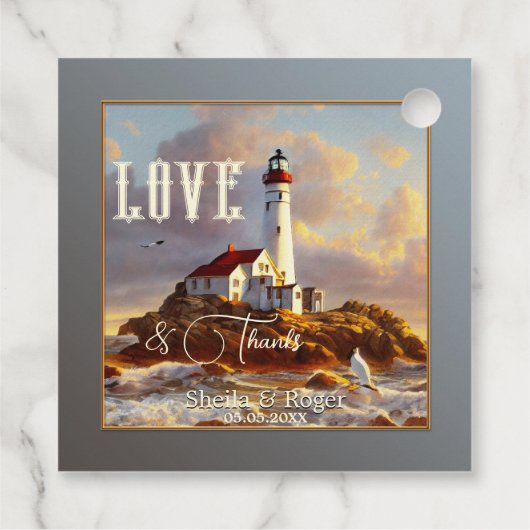 Lighthouse Nautic Vielen Dank für Ihre Hochzeit Geschenkanhänger (Rückseite)