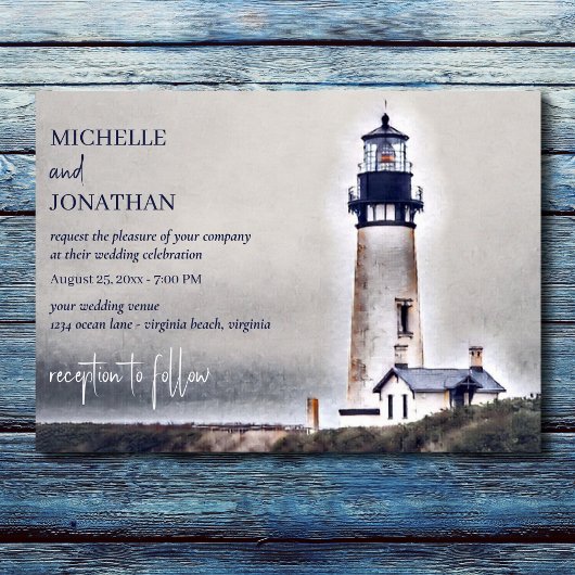 Lighthouse Nautical Beach All in One Wedding Einladung