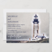 Lighthouse Nautical Beach Hochzeit Foto Einladung (Vorderseite)