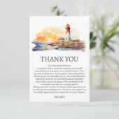 Lighthouse Nautical Beach Theme Brautparty Dankeskarte (Stehend Vorderseite)