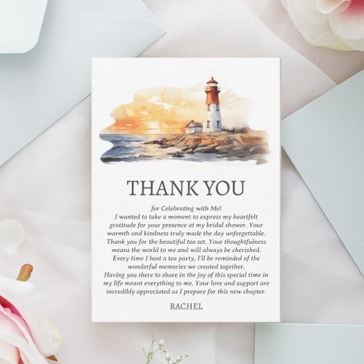 Lighthouse Nautical Beach Theme Brautparty Dankeskarte