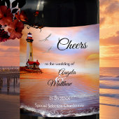 Lighthouse Nautical Beach Wedding Wine Label Weinetikett