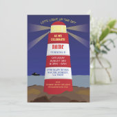 Lighthouse Nautical Birthday Party Ship Navy Einladung (Stehend Vorderseite)