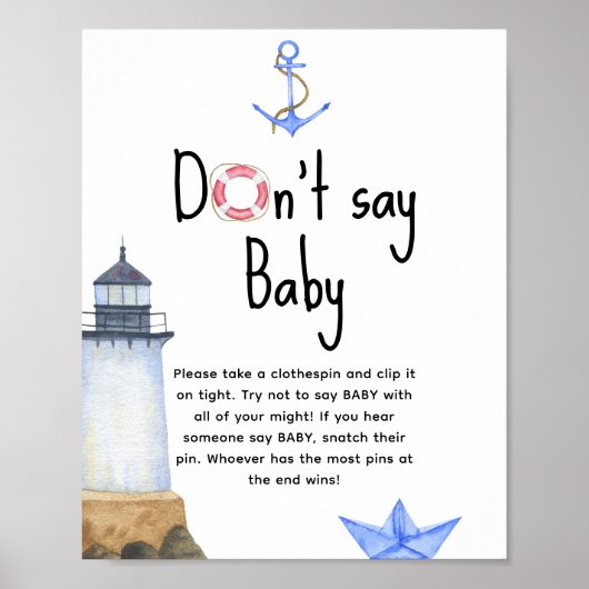 Lighthouse nautical - Sagen Sie nicht, Baby Poster (Vorne)