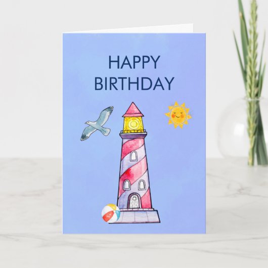 Lighthouse Nautical Theme Geburtstag Karte (Vorderseite)
