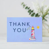 Lighthouse Nautical Theme Vielen Dank Dankeskarte (Stehend Vorderseite)