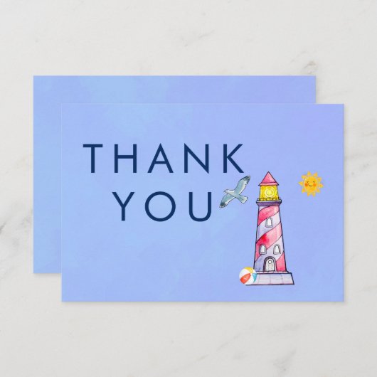 Lighthouse Nautical Theme Vielen Dank Dankeskarte (Vorne/Hinten)