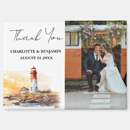 Lighthouse Nautical Theme Wedding Vielen Dank Magnet (Vorderseite)