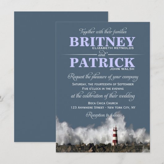 Lighthouse Nautical Themed Wedding Einladungen (Vorne/Hinten)