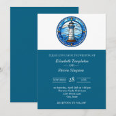 Lighthouse Nautical Wedding Maritime Moderne Einladung (Vorne/Hinten)
