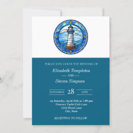 Lighthouse Nautical Wedding Maritime Moderne Einladung