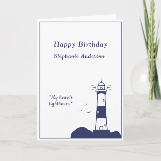 Lighthouse Navy Blue Birthday Card Dankeskarte (Vorderseite)