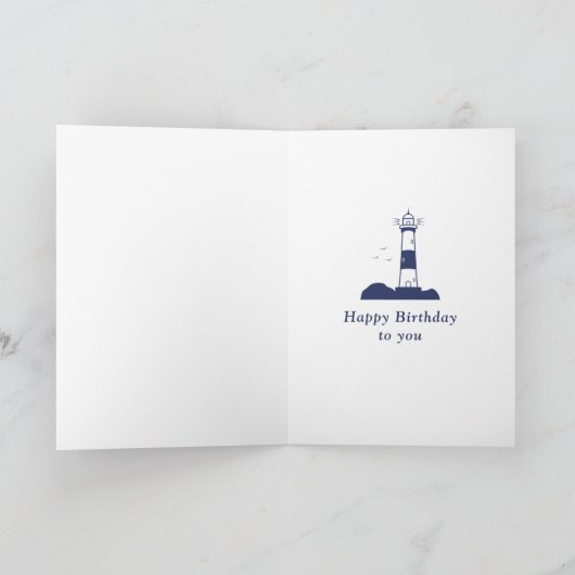 Lighthouse Navy Blue Birthday Card Dankeskarte (Innenseite)