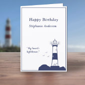 Lighthouse Navy Blue Birthday Card Dankeskarte