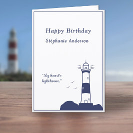 Lighthouse Navy Blue Birthday Card Dankeskarte