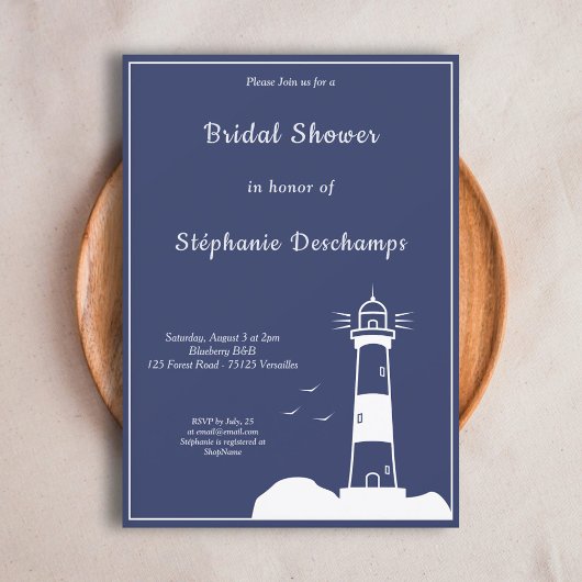 Lighthouse Navy Blue Bridal Dusche Einladung