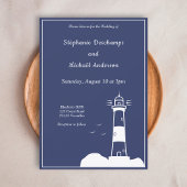 Lighthouse Navy Blue Wedding Einladung