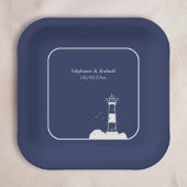 Lighthouse Navy Blue Wedding Pappteller