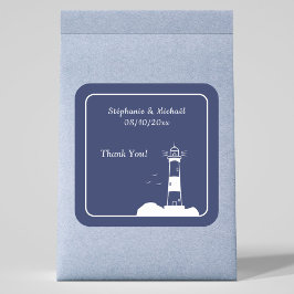 Lighthouse Navy Blue Wedding Quadratischer Aufkleber
