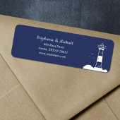 Lighthouse Navy Blue Wedding Return Address Label