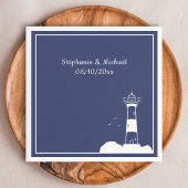 Lighthouse Navy Blue Wedding Serviette
