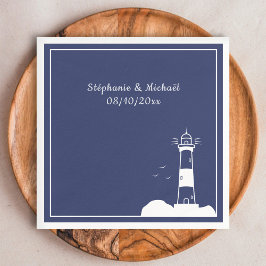 Lighthouse Navy Blue Wedding Serviette