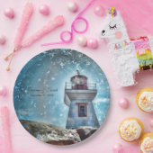 Lighthouse Ocean Blue Nautical Rustic Wedding Pappteller (Party)