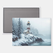 Lighthouse Ocean Nature Marine Coastline Snow Magnet (Vorderseite/Rückseite)