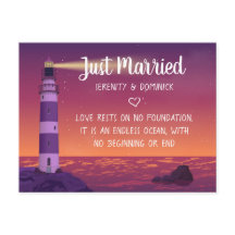 `Lighthouse Ocean Nautical Just Married Wedding