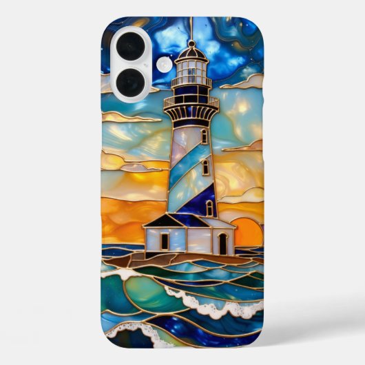 Lighthouse Ocean Phone Case Coastal Sunset (Rückseite)
