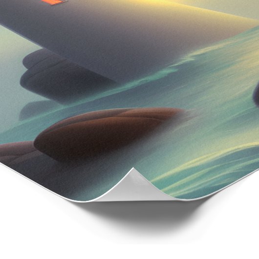 Lighthouse Ocean Sea Art Poster (Ecke)