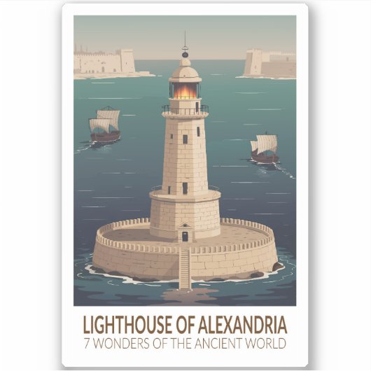 Lighthouse of Alexandria 7 Wonders of the World Aufkleber (Vorderseite)