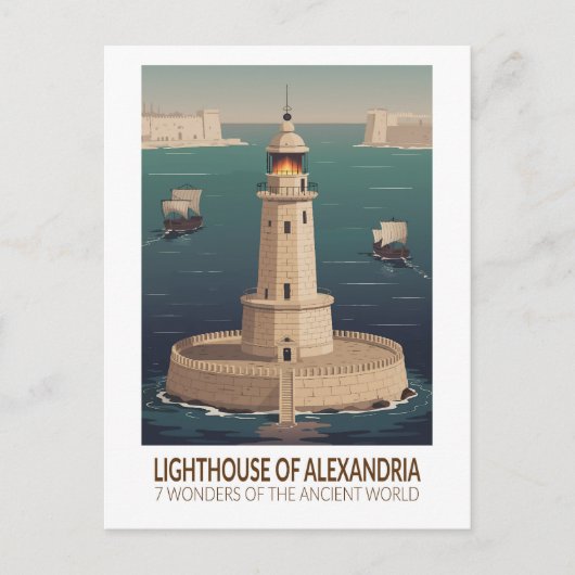 Lighthouse of Alexandria 7 Wonders of the World Postkarte (Vorderseite)
