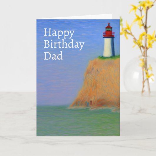 Lighthouse Oil Painting Happy Birthday Vater Card Karte (Gelbe Blume)
