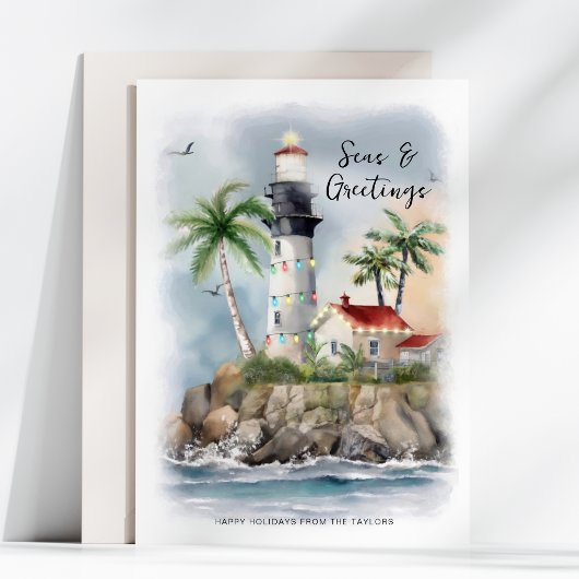 Lighthouse Palm Tree Sea Küste Weihnachten