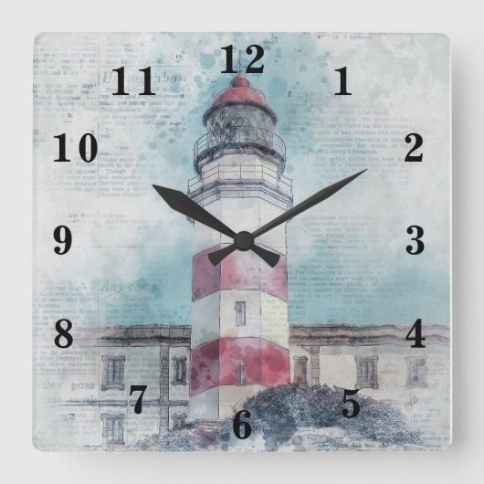 Lighthouse Quadratische Wanduhr (Vorderseite)