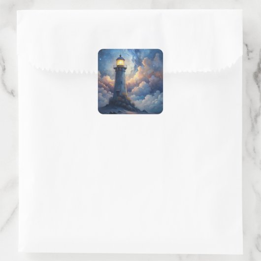 Lighthouse Quadratischer Aufkleber (Tasche)