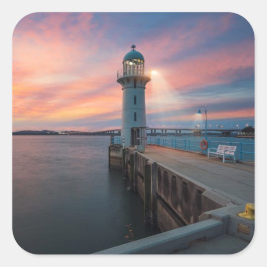 Lighthouse Raffles | Jachthafen, Singapur Quadratischer Aufkleber (Vorderseite)