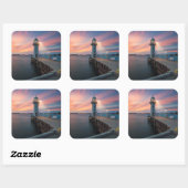 Lighthouse Raffles | Jachthafen, Singapur Quadratischer Aufkleber (Blatt)