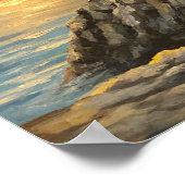 Lighthouse Rocky Coast Sunset. Poster (Ecke)