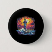 Lighthouse Sailing Sea Beach Boating Seaside House Button (Vorderseite)