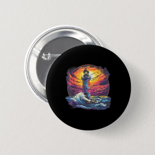 Lighthouse Sailing Sea Beach Boating Seaside House Button (Vorne & Hinten)